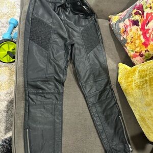 Free People Kaelin Moto Skinny Pants Sz 8, Black Faux Leather Zip Women-